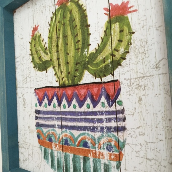 Vibrant Cactus Wall Art with Aged Frame - Picture 5 of 6